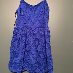Little blue Lace Overlay Mini Dress